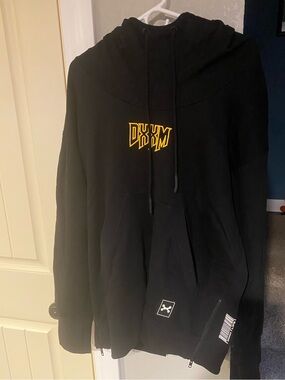 DXXM Black Hoodie with Yellow Embroidered Logo